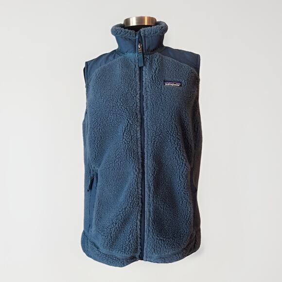 Patagonia Vest Navy Blue Retro X Fleece Sherpa Outdoor Womens Sz Large - Picture 1 of 5
